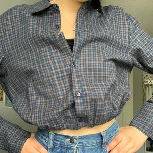 ZARA CROPPED PLAID COLLARED SHIRT